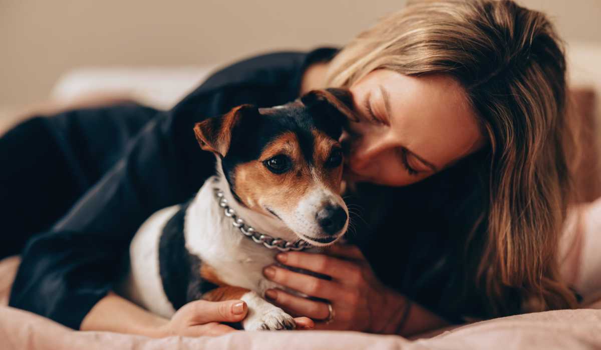 Happy dog on a walk outside at Residences at 111 Lyon in Grand Rapids, Michigan