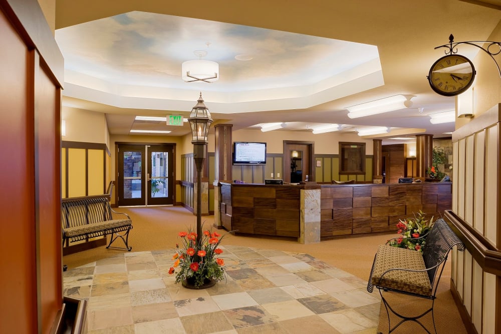 Entrance and reception desk at The Springs at Tanasbourne in Hillsboro, Oregon