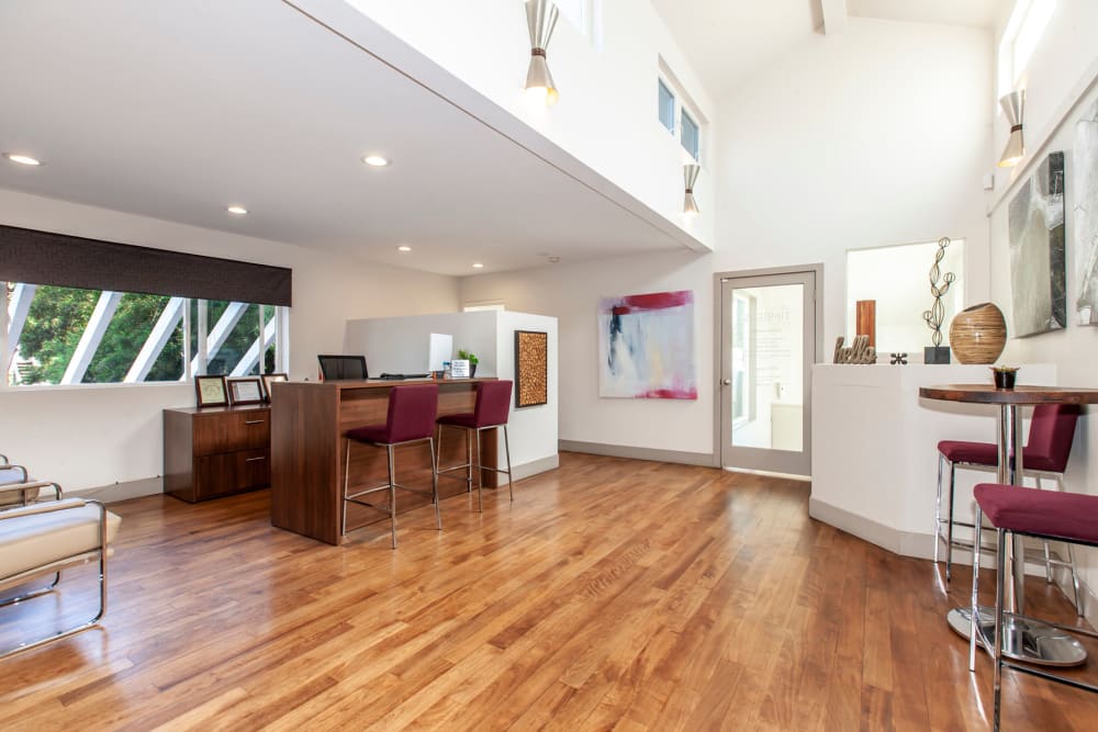 Stay connected in the community center at The Timbers Apartments in Hayward, California