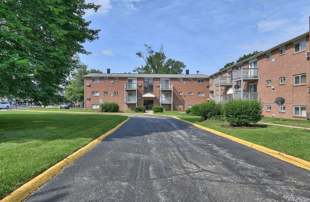 Exterior view of building at Park Plaza in Baltimore. MD