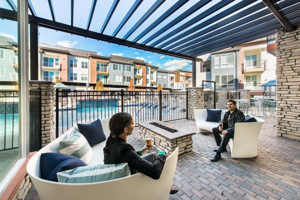 Lounge area by the pool at Elevate in Englewood, Colorado