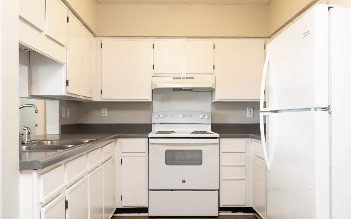 Model kitchen at West Village Apartments in Hillsborough, North Carolina