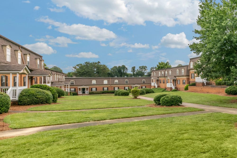 Building exterior with large lawn at ibex Park in Smyrna, Georgia