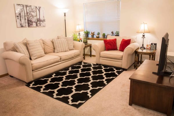 Apartment living room at West Towne in Ames, Iowa