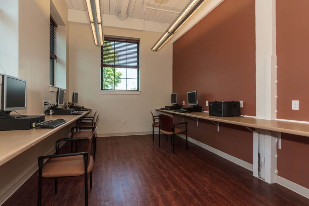 Business center at Pleasant Street Apartments in Beverly, Massachusetts
