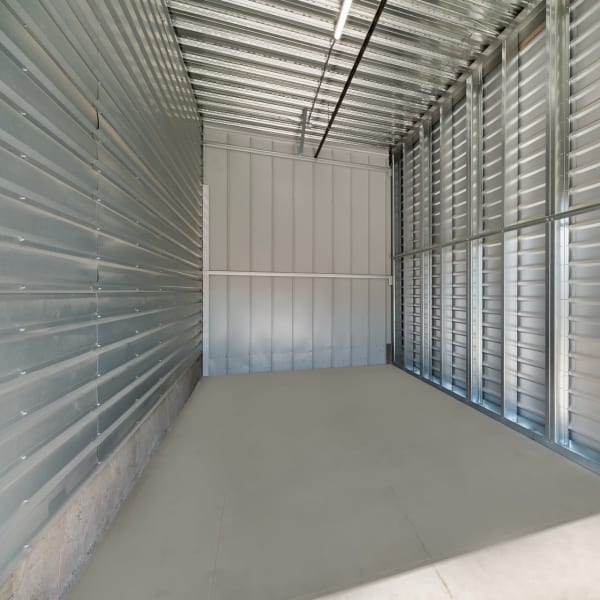 Inside a large self storage unit at StorQuest Self Storage in Santa Clarita, California