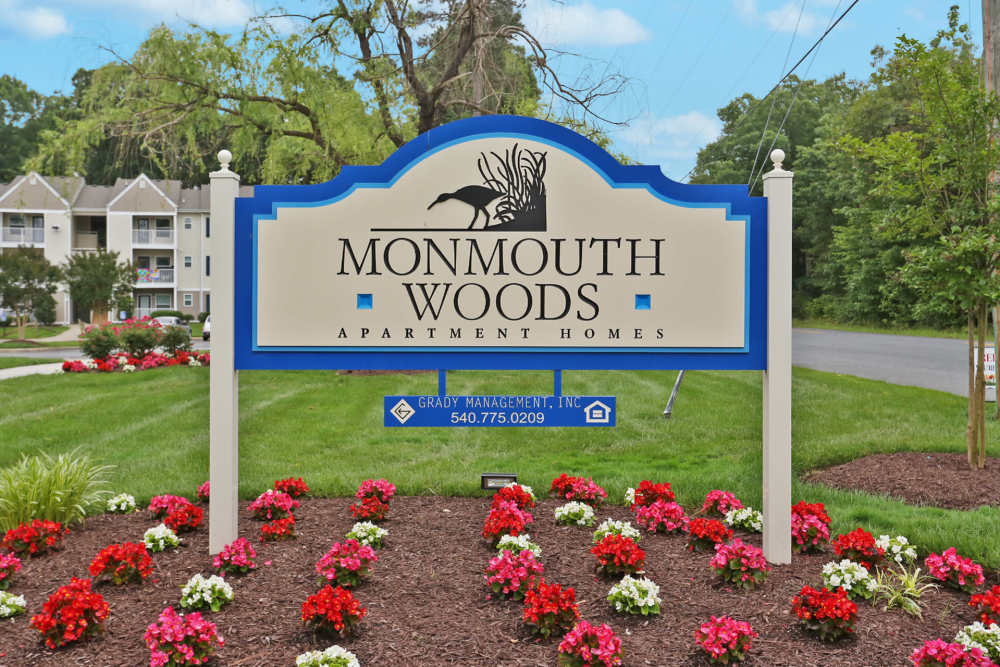 Signage board at Monmouth Woods in King George. VA