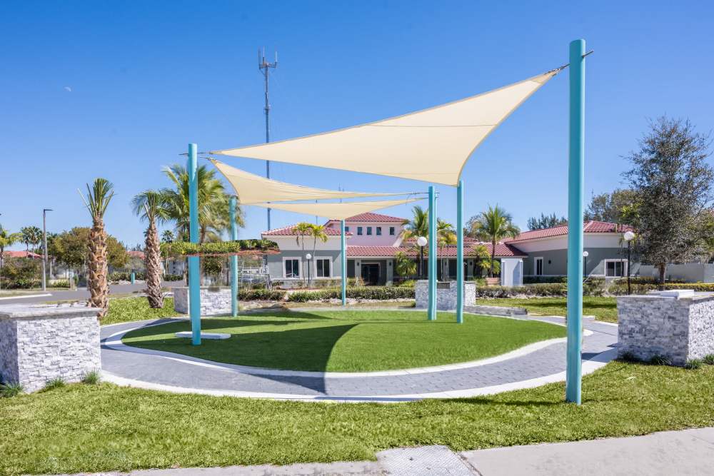 Community picnic spot at Ernie Martin Villas in Miami, Florida