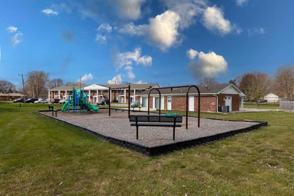 Community playground with slide at Cumberland Manor in Indianapolis, Indiana