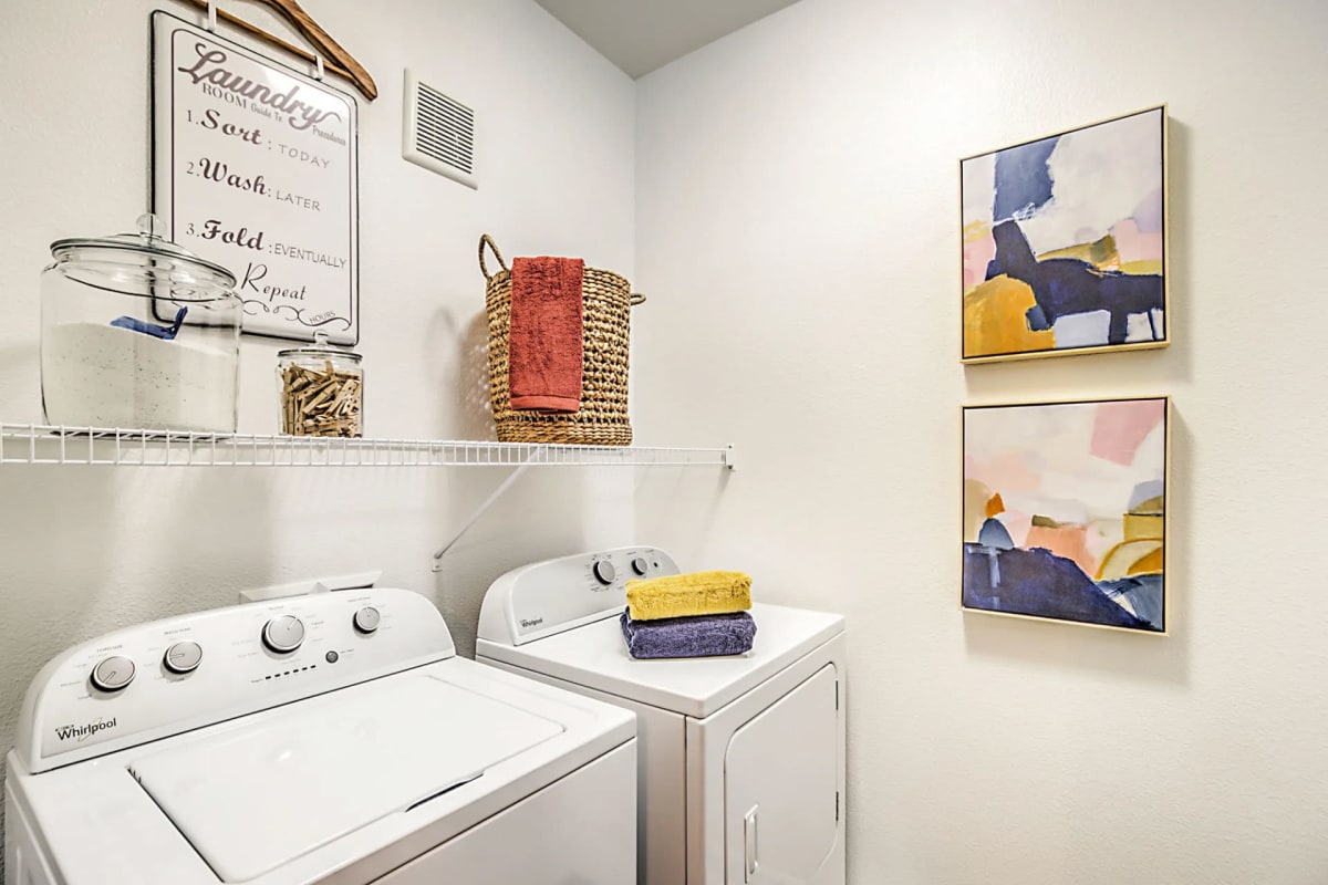 Laundry room with washer and dryer at Domain, Henderson, Nevada