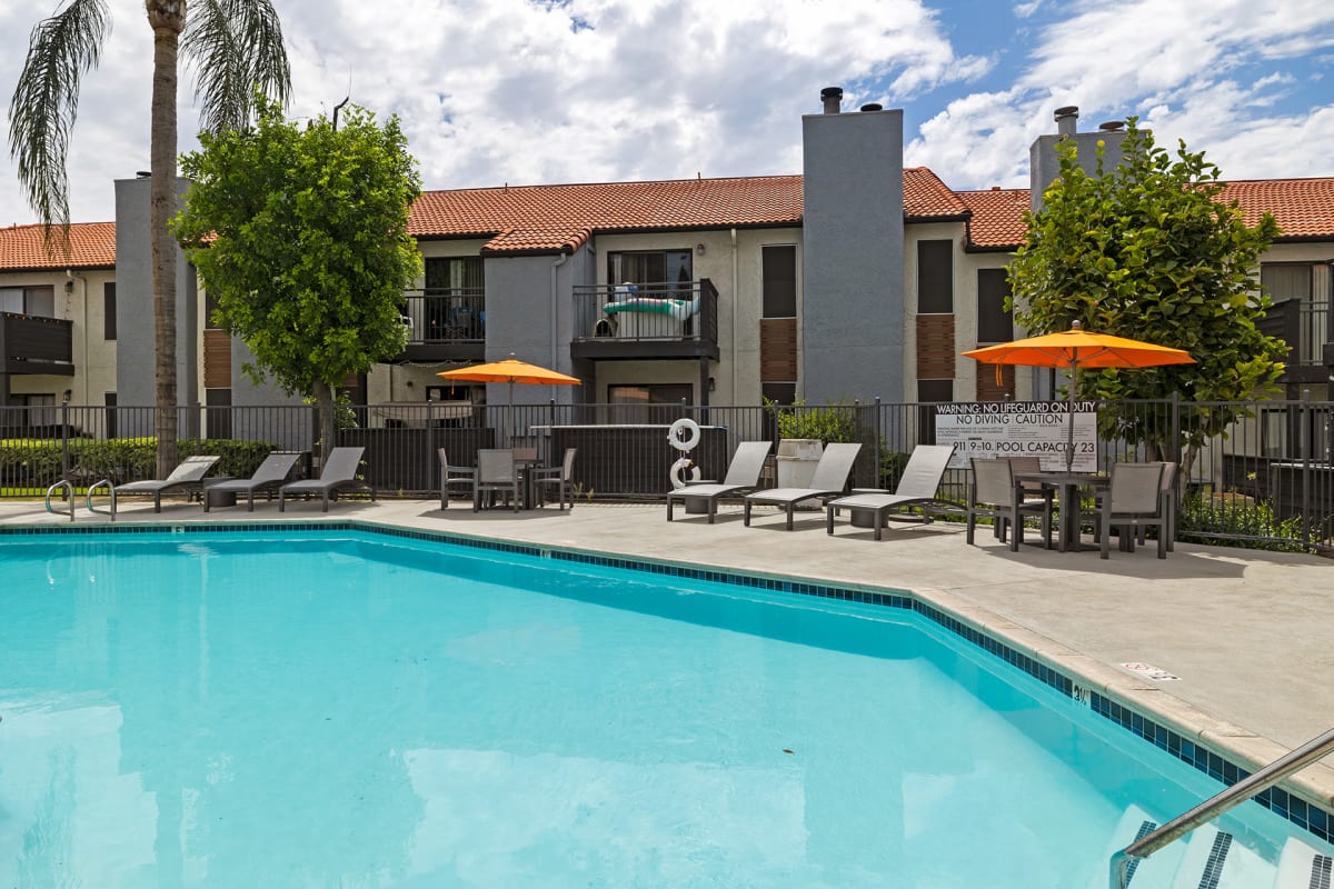 View amenities like our pools at Trails at Grand Terrace in Colton, California