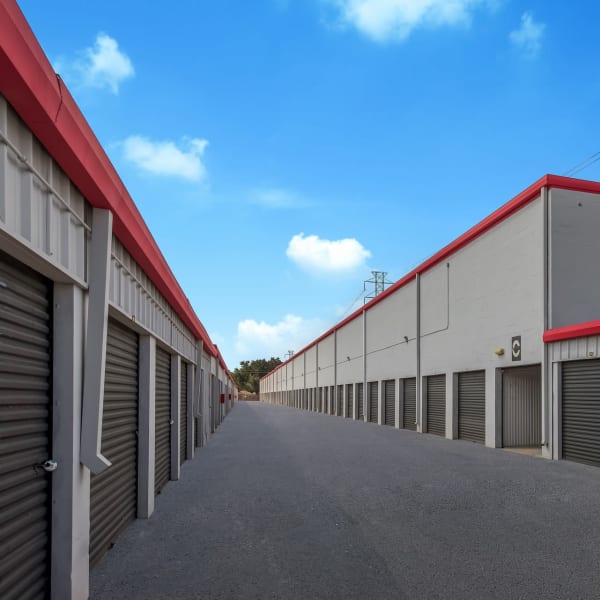 Drive up storage units at StorQuest Economy Self Storage in Houston, Texas