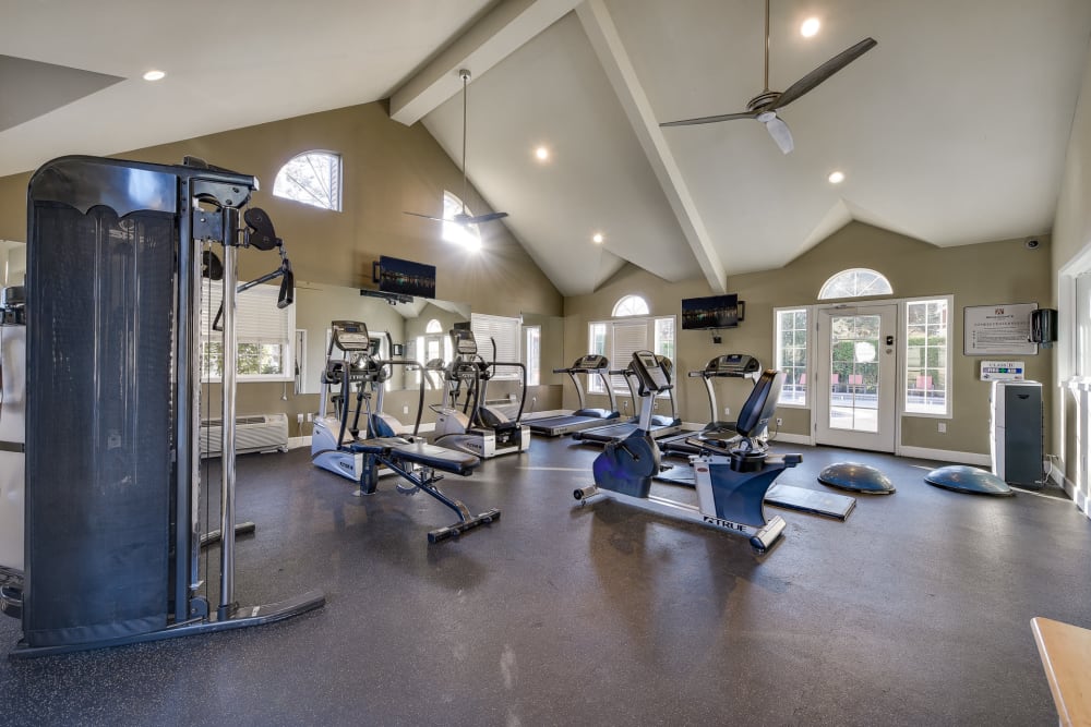 Fitness center with plenty of individual workout stations at Renaissance at 29th Apartments in Vancouver, Washington