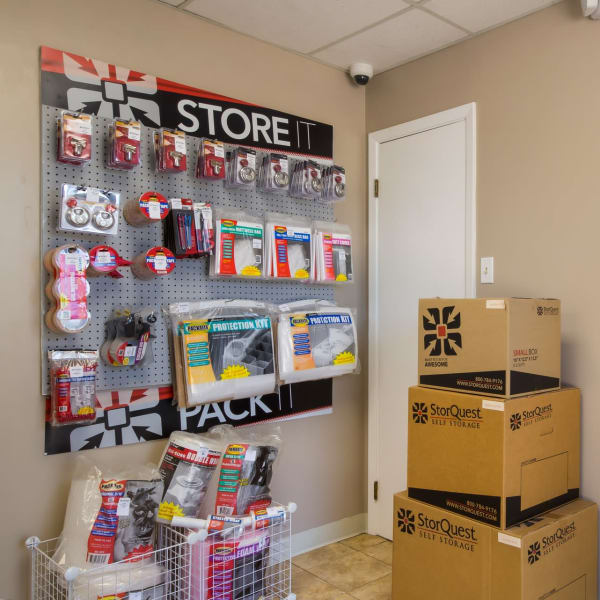 Packing supplies available at StorQuest Economy Self Storage in Texas City, Texas