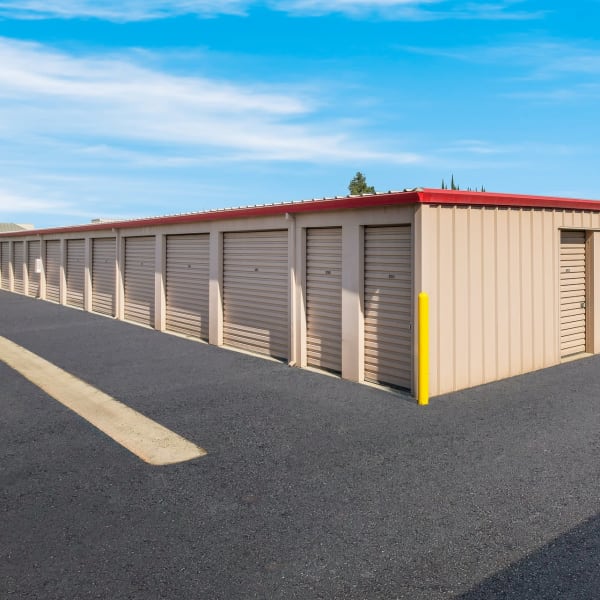 Drive-up storage units at StorQuest Self Storage in Modesto, California