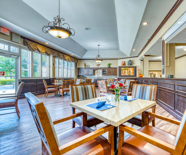 Large indoor dining area at Pacifica Senior Living Ocala in Ocala, Florida