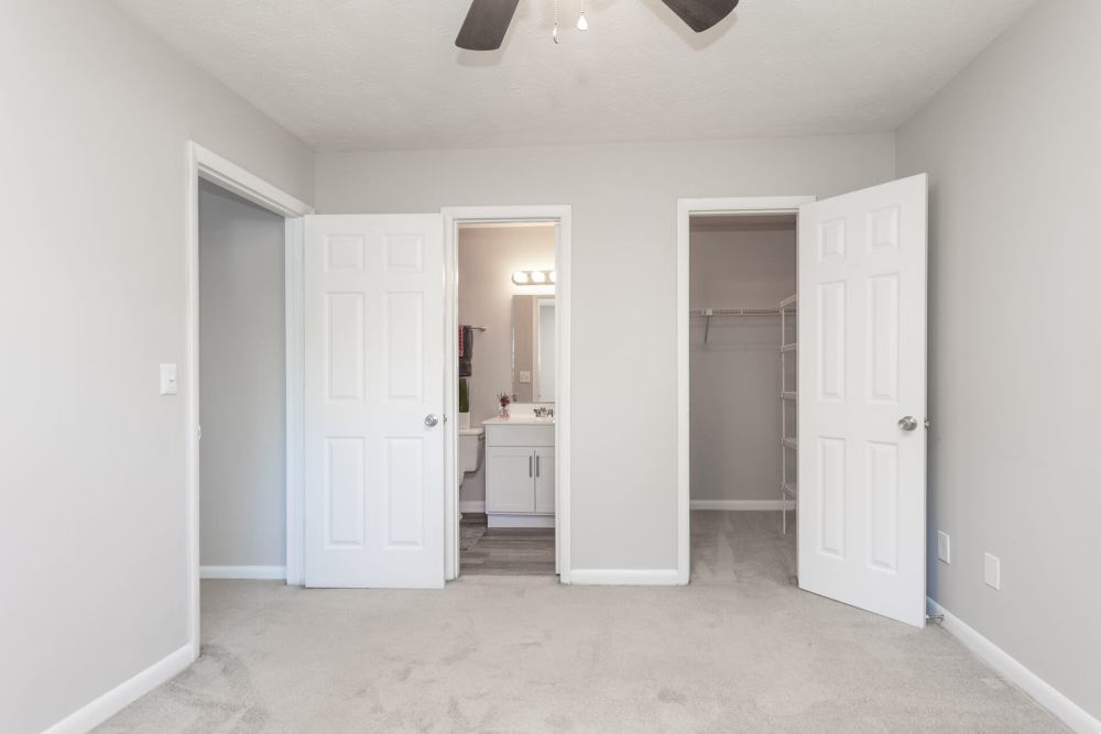 Unfurnished bedroom with carpet flooring at Landmark Flats in Fayetteville, North Carolina