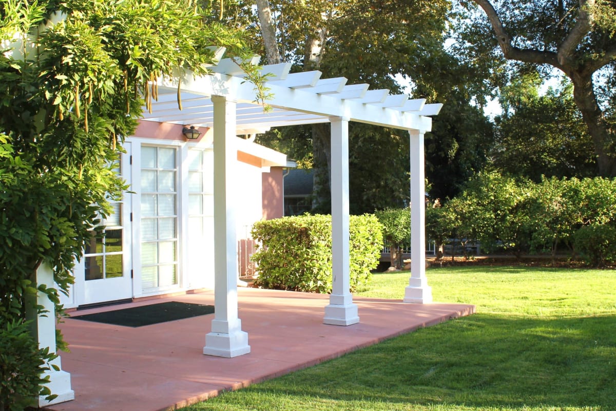 A covered patio at Gables of Ojai in Ojai, California