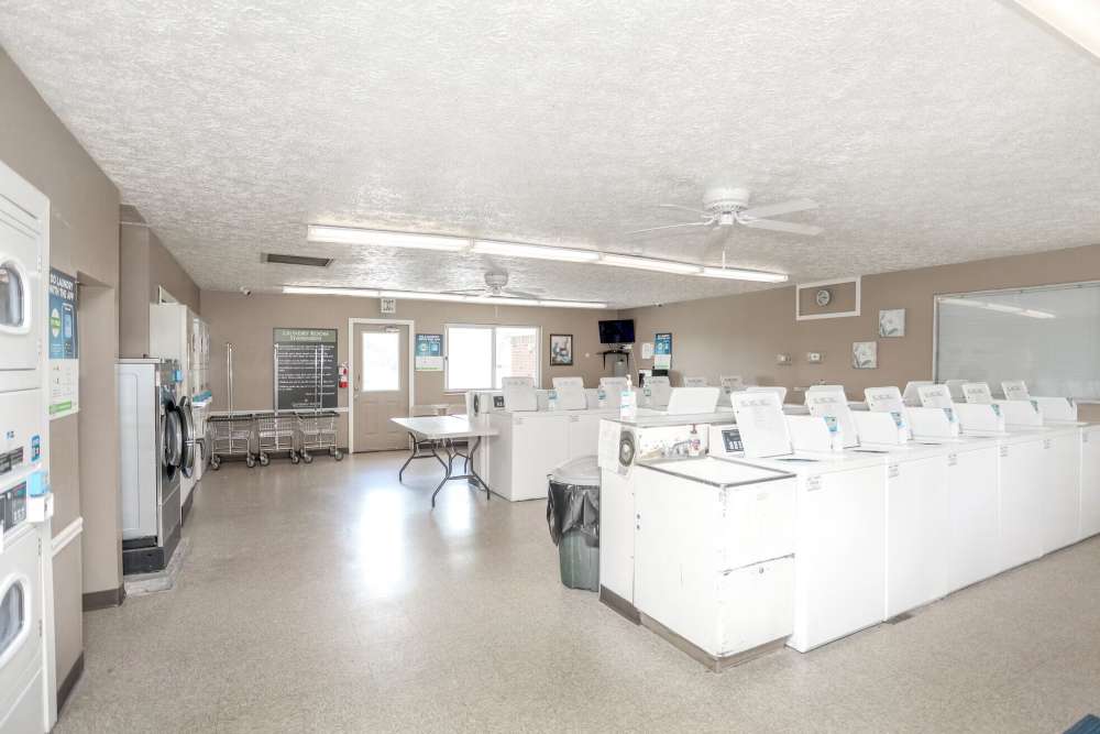 Community laundry facility at Cloverdale Heights Apartments in Crawfordsville, Indiana