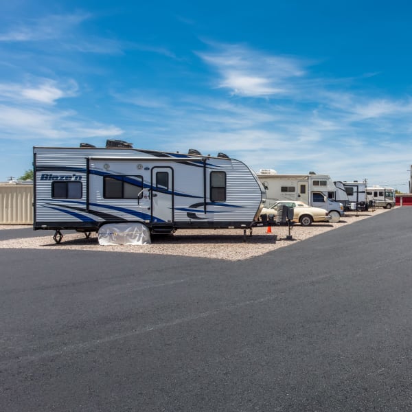 Outdoor RV parking at StorQuest Self Storage in Selma, California