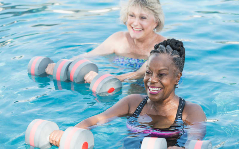 Residents enjoying aquatic class at Blossom Collection in Rochester, Michigan