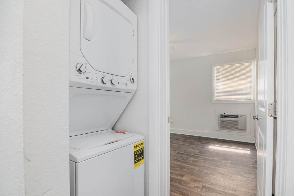 Washer and dryer with the bedroom access near Ocean View Living in Norfolk, Virginia