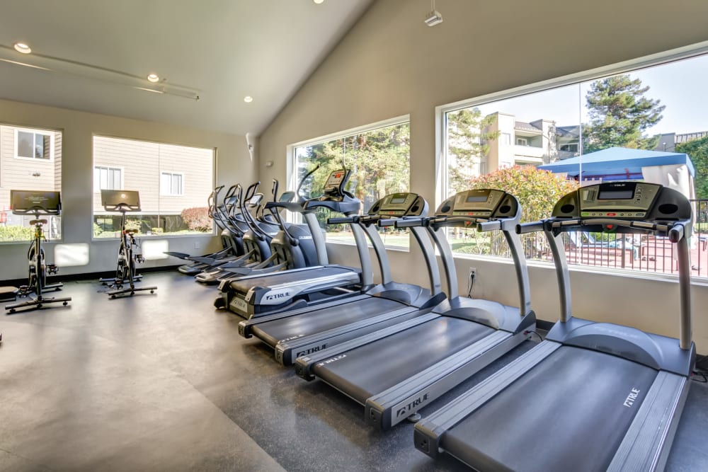 Part of the fitness center at Serramonte Ridge Apartment Homes in Daly City, California