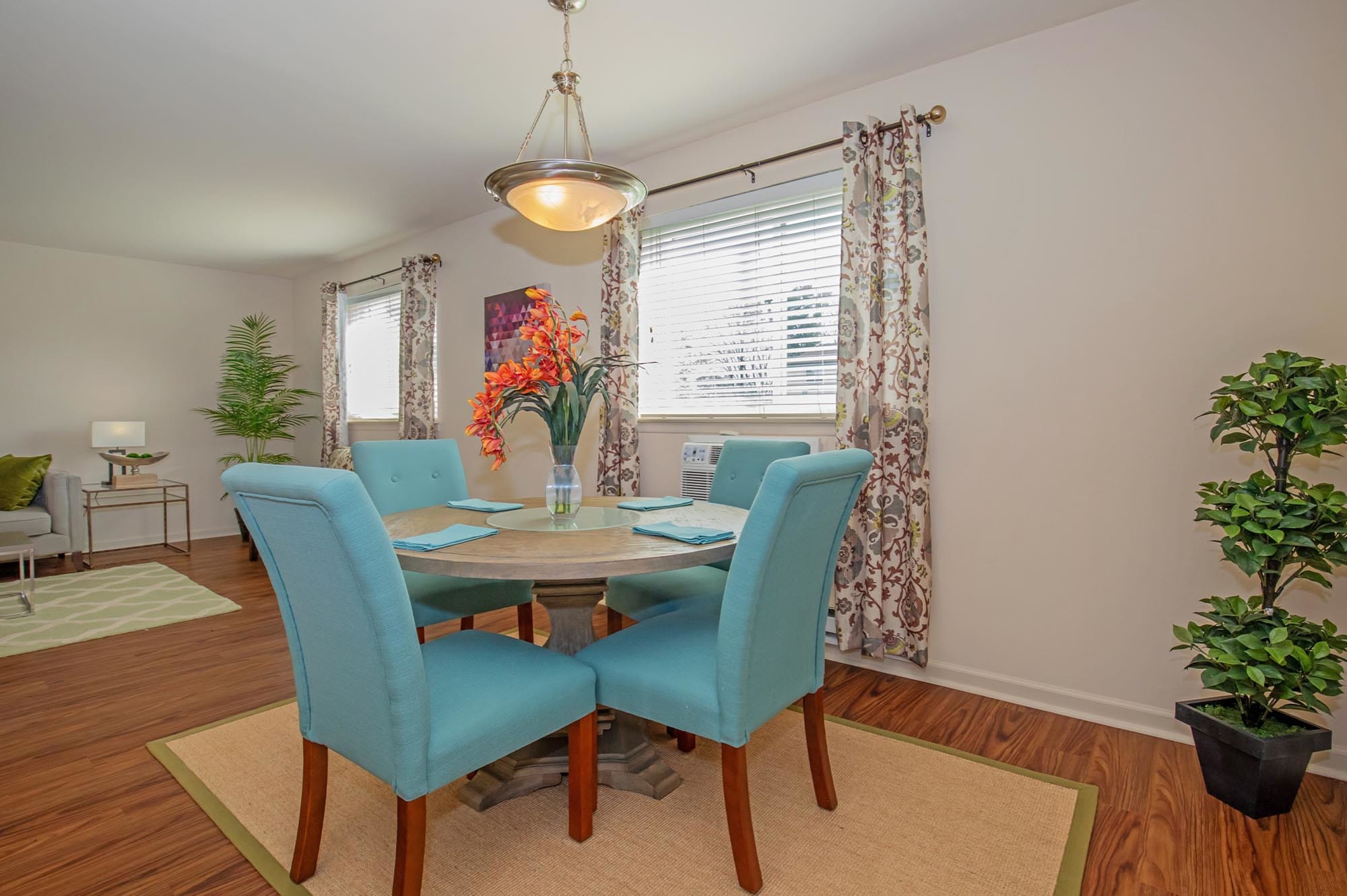 Model dining room at The Addison, North Wales, Pennsylvania