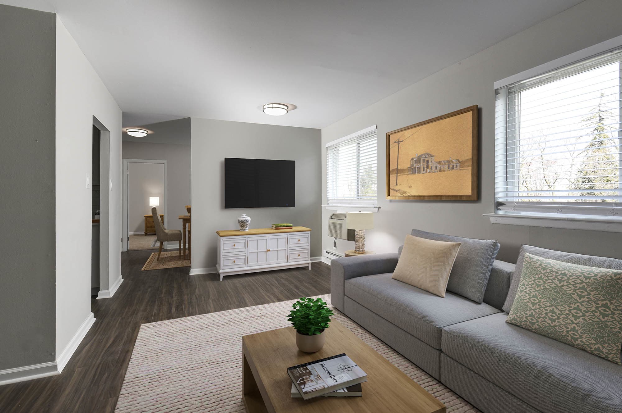 model living room at The Addison, North Wales, Pennsylvania