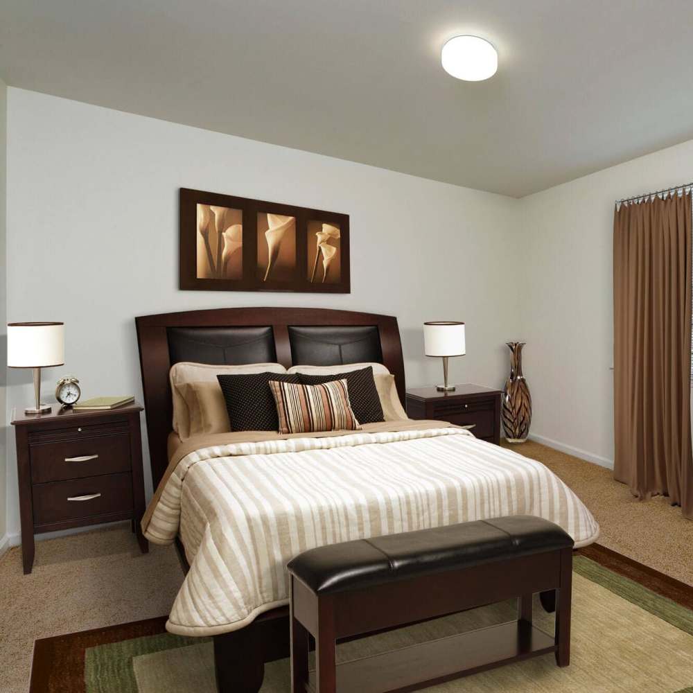 Comfortably decorated bedroom at Adams Crossing in Waldorf, Maryland