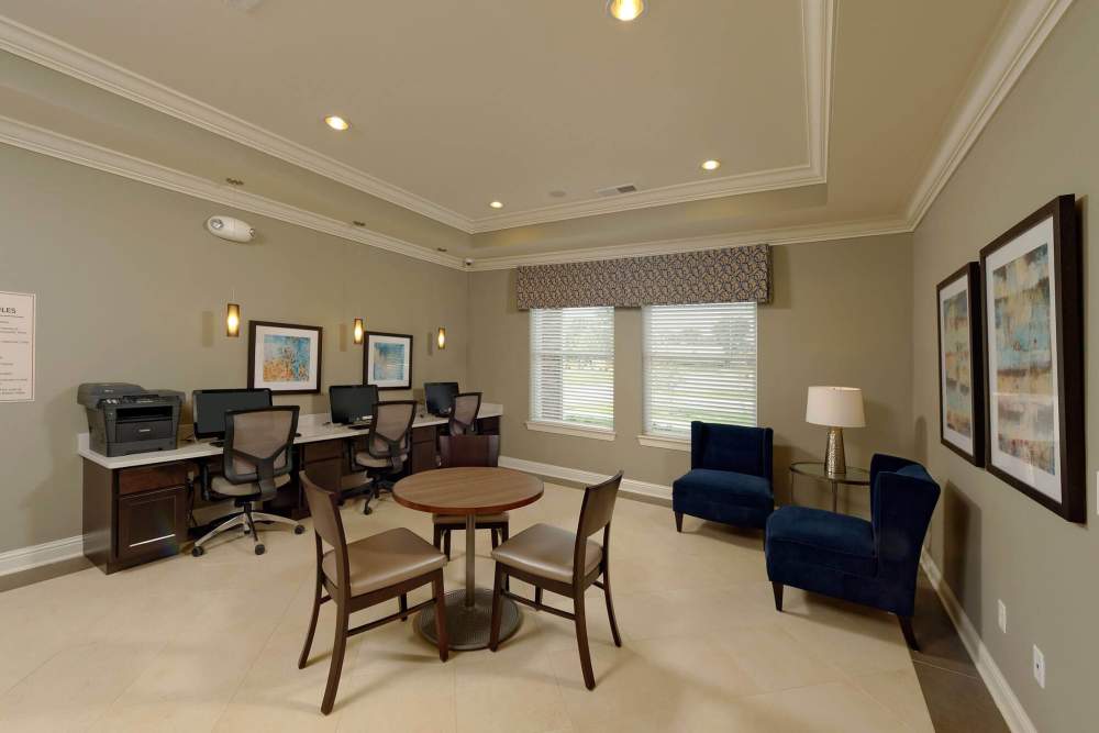 Clubhouse with computers at Adams Crossing Apartment Homes in Waldorf, Maryland
