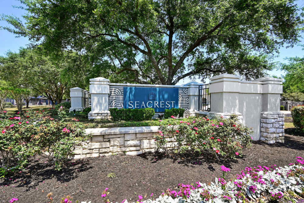 Property signage board at Seacrest in Katy, Texas