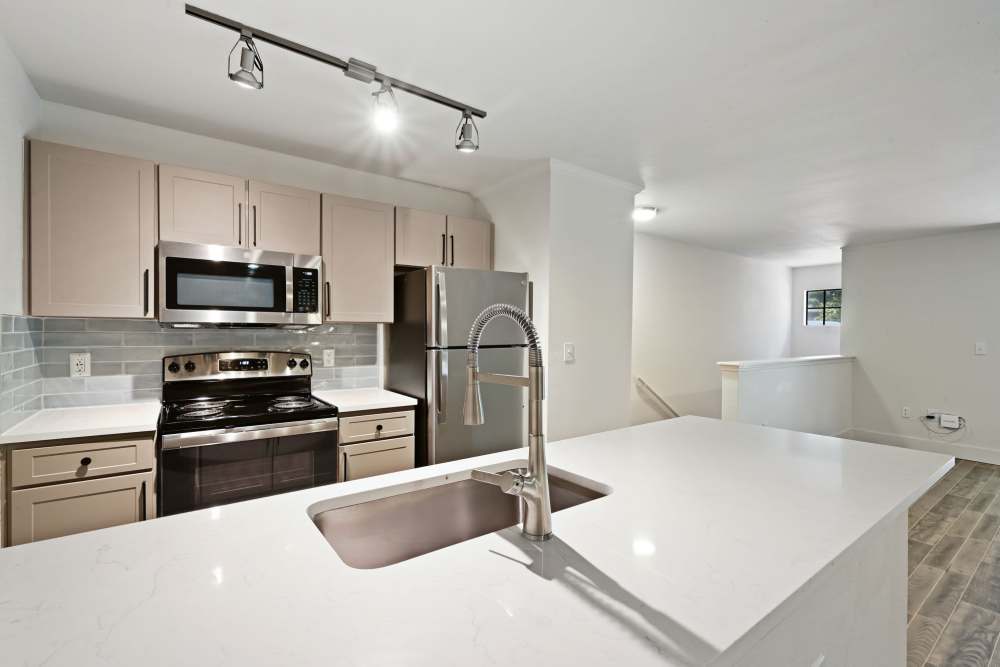 Stainless-steel appliances in the kitchen at Seacrest in Katy, Texas