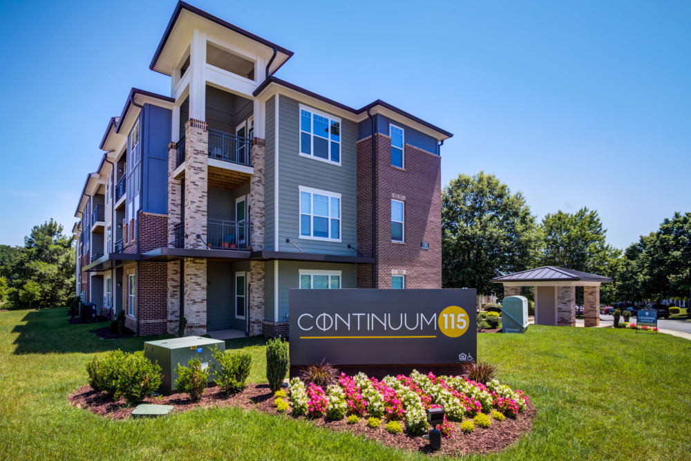 Front entrance sign area at Continuum 115 in Mooresville, North Carolina 