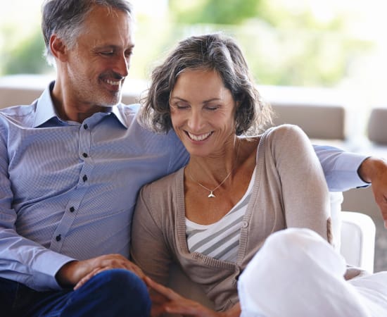 Couple sitting down together