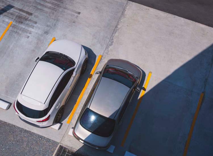 Cars parked at Pomeroy Lane Cooperative in Amherst, Massachusetts