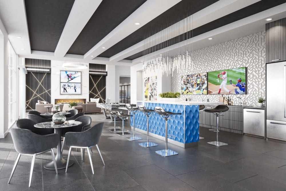Contemporary decor in resident clubhouse at Aviva Goodyear in Goodyear, Arizona