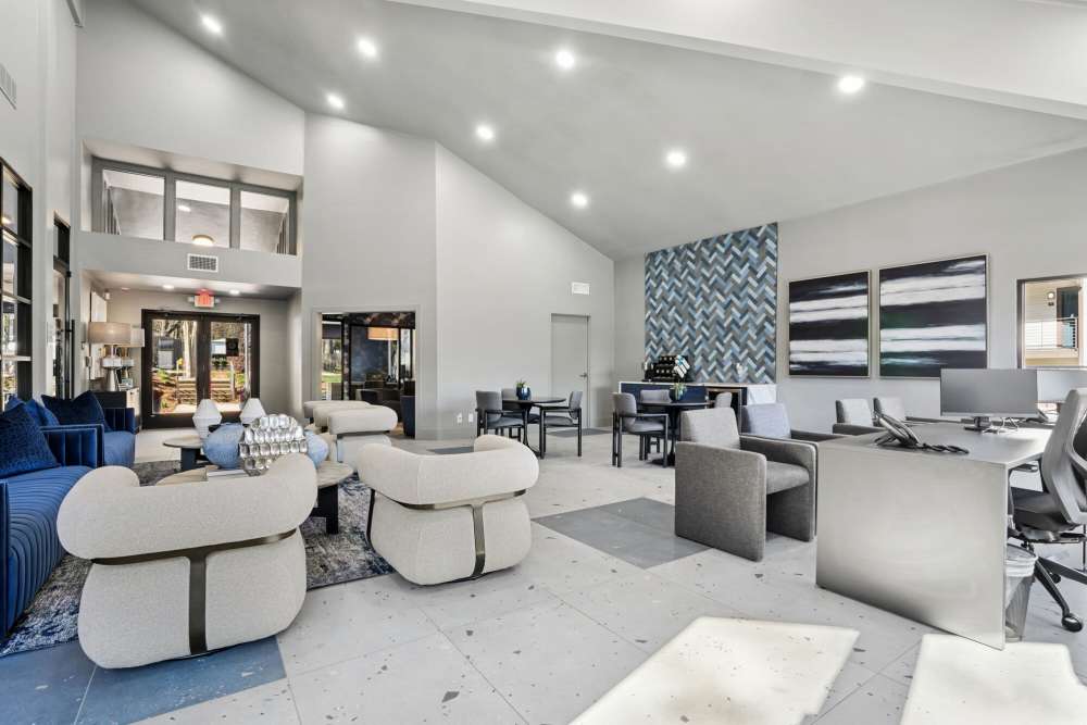 Community clubhouse with business center at Stillwater in Charlotte, North Carolina