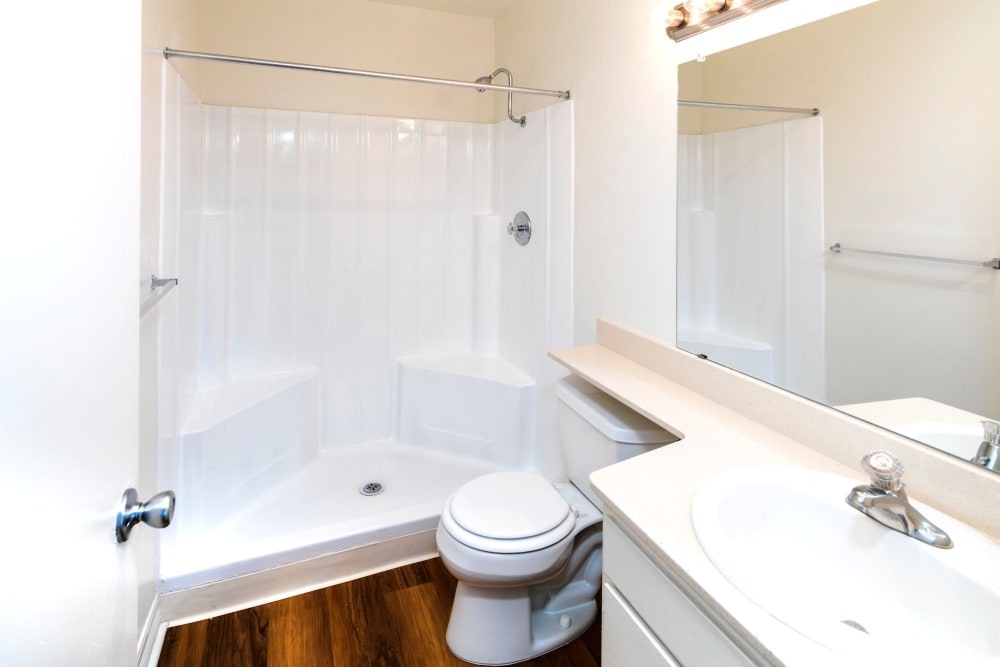 Spacious and clean bathroom at Bidwell Park Fremont in Fremont, California