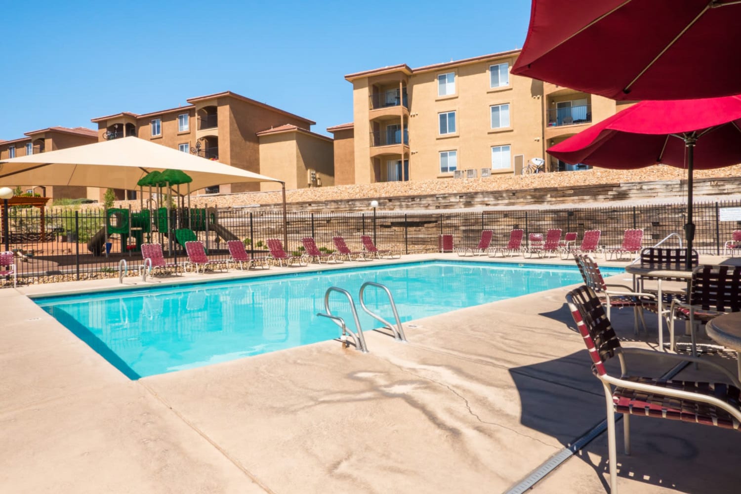 Rendering of residents swimming pool at West Park Apartments in Albuquerque, New Mexico