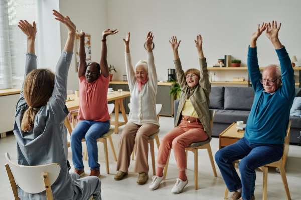 Residents doing exercise at The Birches at New Hope in New Hope, Pennsylvania