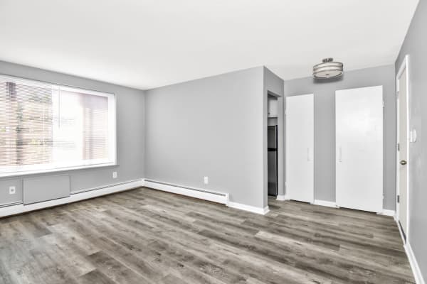 Living room view at The Mark at Carriage West in Hartford, Connecticut