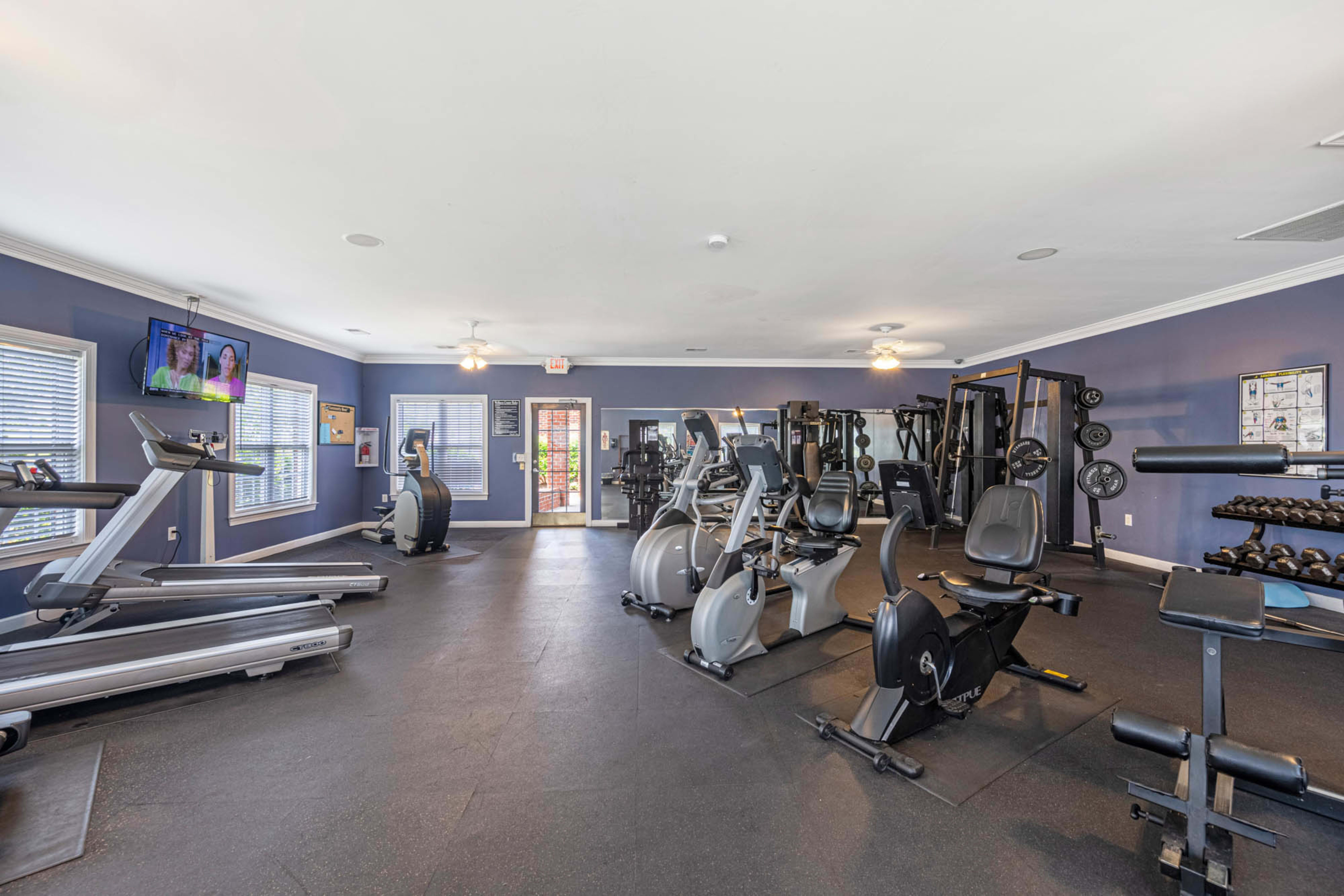 Modern fitness center at Laurel Springs in High Point, North Carolina