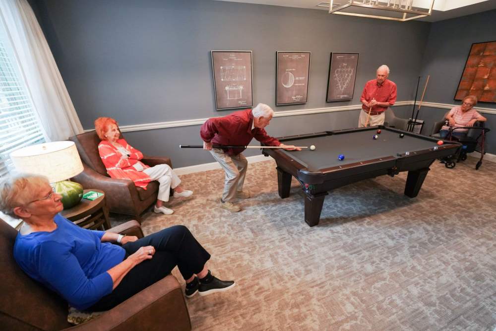Community billiards room at Harmony at Bellevue in Nashville, Tennessee