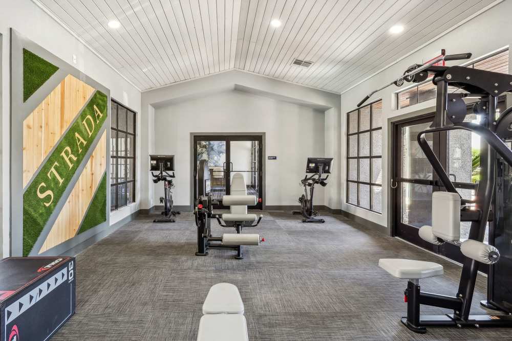 Fitness center with weaight machine at Strada in Tempe, Arizona 