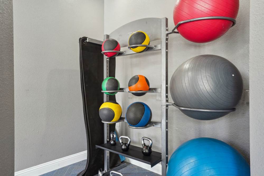 Community fitness center at Vantage Point Apartments in Dallas, Texas