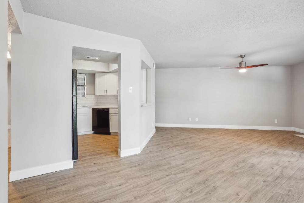 Interior of an apartment with kitchen at Vantage Point Apartments in Dallas, Texas