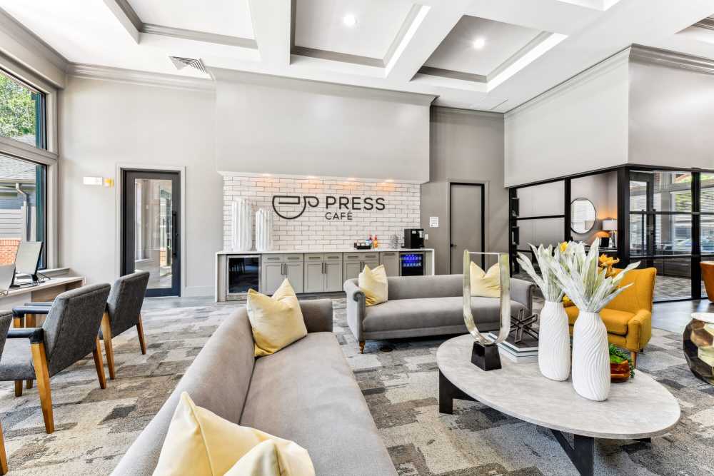 Clubhouse with a coffee bar at Wesley in Raleigh, North Carolina