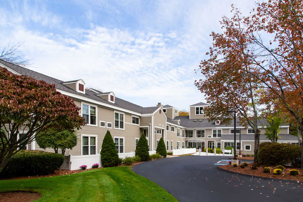 An apartments with walkway at Mill Pond in Littleton,Massachusetts