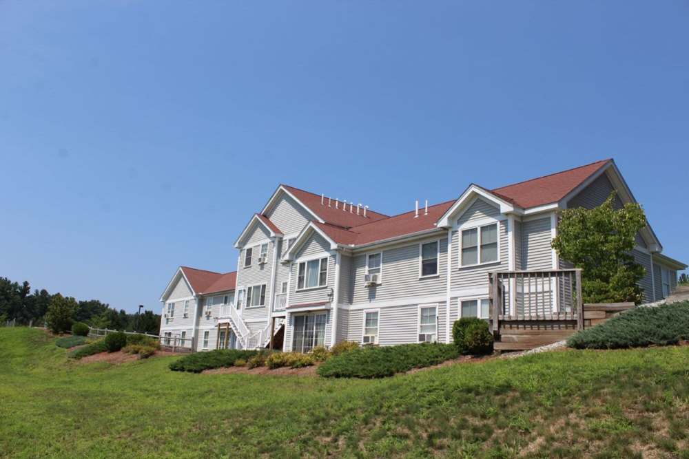 Apartment building exterior at Stony Brook Village in Westford, Massachusetts